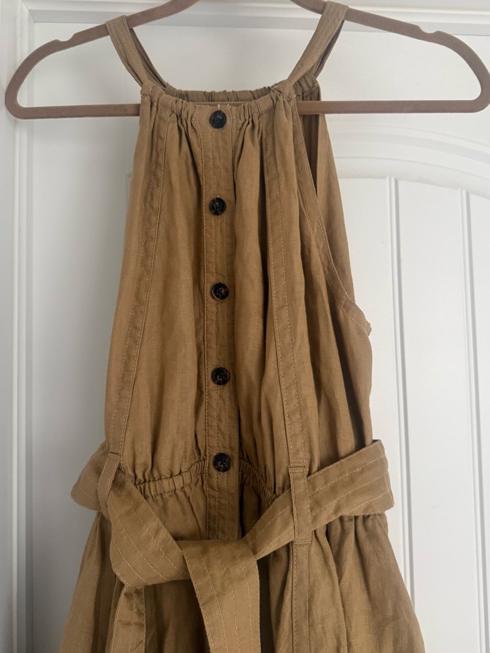Banana Republic Tan Button-Front Sleeveless Dress